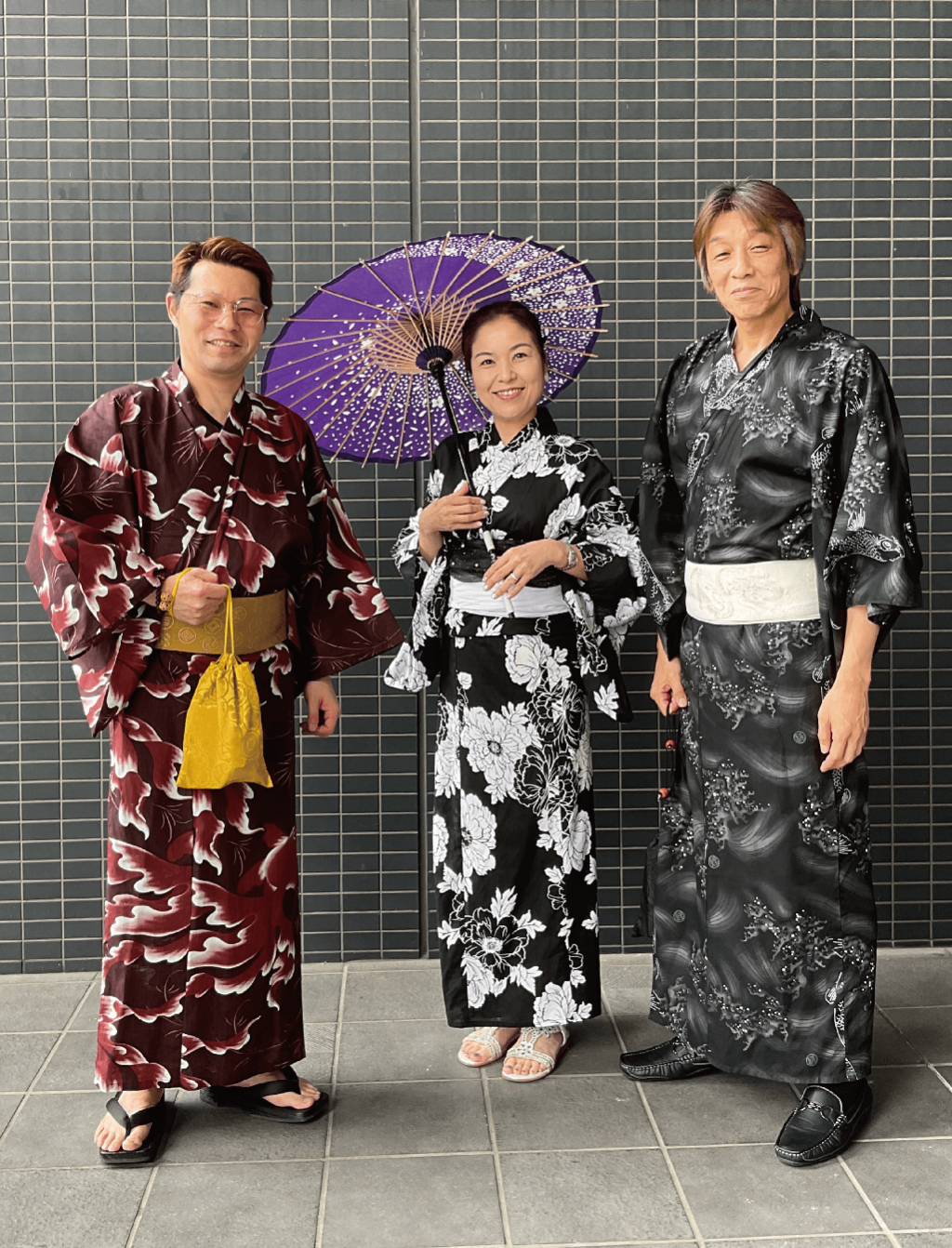 3名グループ。浴衣は幅広い選択肢をご用意。